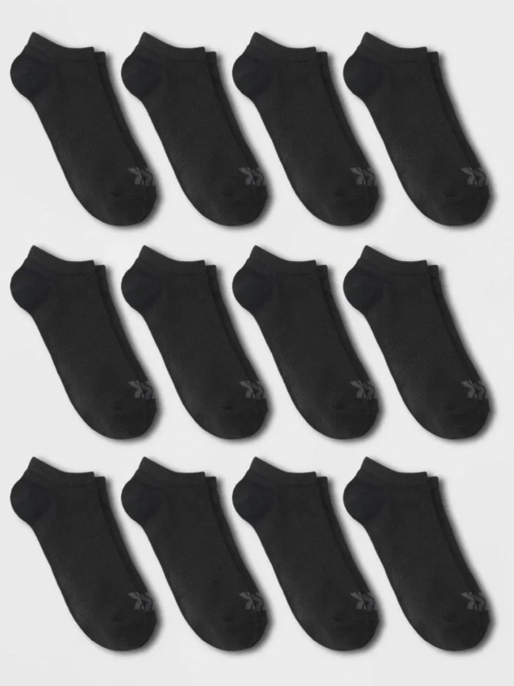Men's  No Show Light Weight Socks - All in Motion Black 6-12 - 12 pair